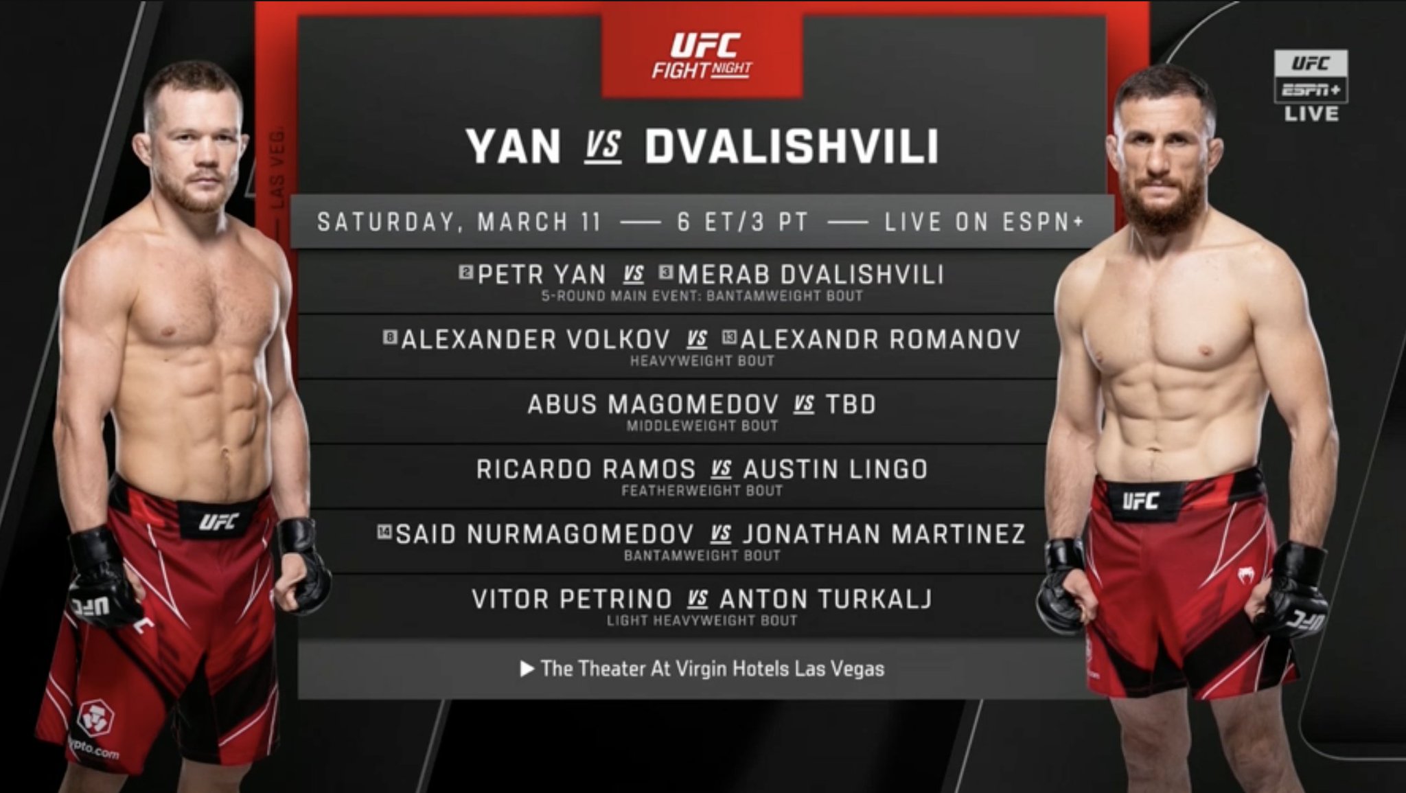 پیش نمایش رویداد یو اف سی :  UFC Fight Night: Yan vs. Dvalishvili